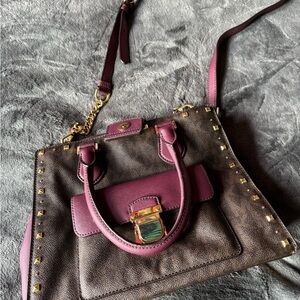 Michael kors purple and brown cross body/ purse